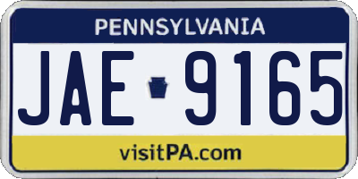 PA license plate JAE9165