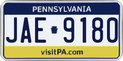 PA license plate JAE9180