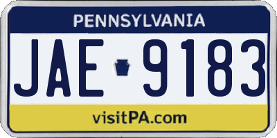 PA license plate JAE9183