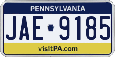 PA license plate JAE9185