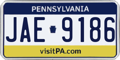 PA license plate JAE9186