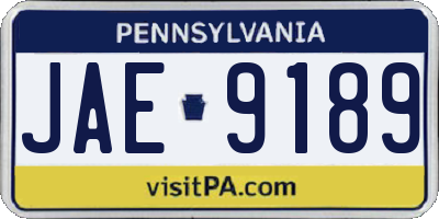 PA license plate JAE9189