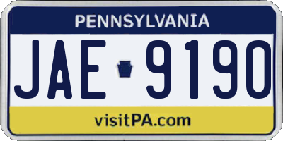 PA license plate JAE9190