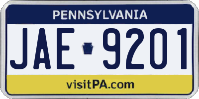 PA license plate JAE9201