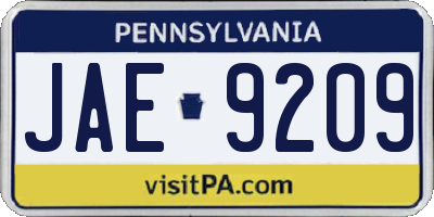 PA license plate JAE9209