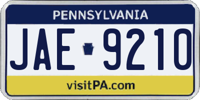 PA license plate JAE9210
