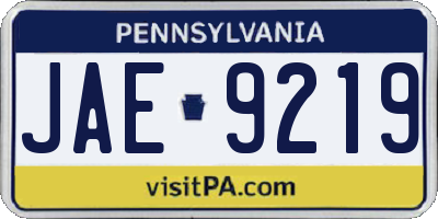 PA license plate JAE9219