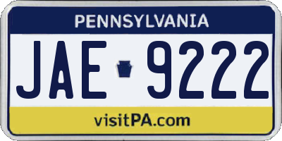PA license plate JAE9222
