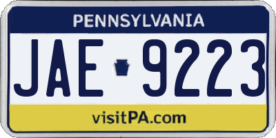 PA license plate JAE9223