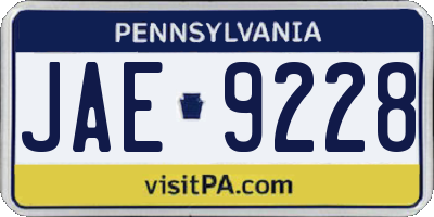 PA license plate JAE9228