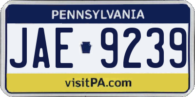 PA license plate JAE9239