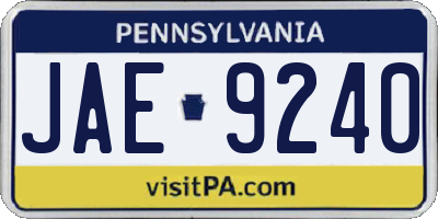 PA license plate JAE9240