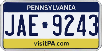 PA license plate JAE9243