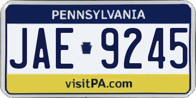 PA license plate JAE9245