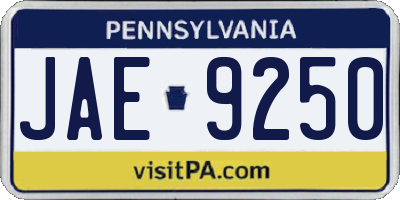 PA license plate JAE9250