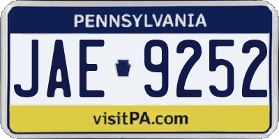 PA license plate JAE9252