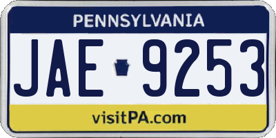 PA license plate JAE9253