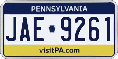 PA license plate JAE9261