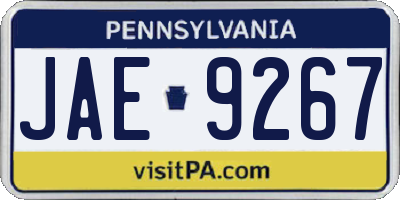 PA license plate JAE9267