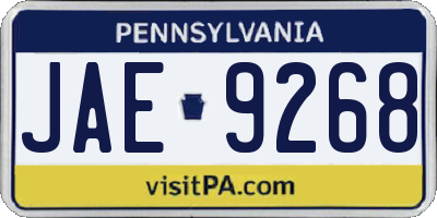 PA license plate JAE9268