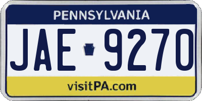 PA license plate JAE9270