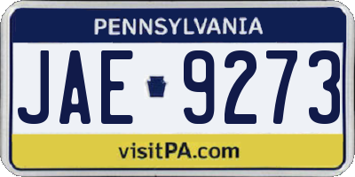 PA license plate JAE9273