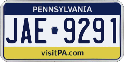 PA license plate JAE9291