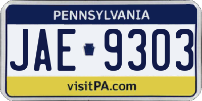 PA license plate JAE9303