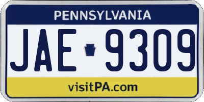 PA license plate JAE9309