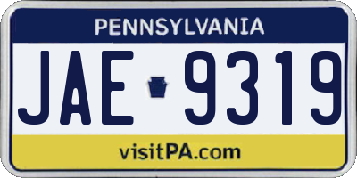 PA license plate JAE9319