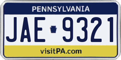 PA license plate JAE9321