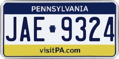 PA license plate JAE9324