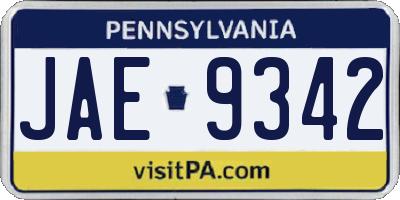 PA license plate JAE9342