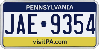 PA license plate JAE9354