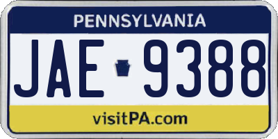 PA license plate JAE9388