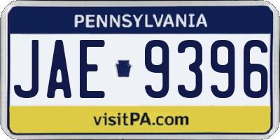 PA license plate JAE9396