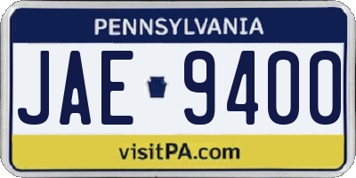 PA license plate JAE9400