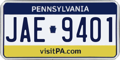 PA license plate JAE9401