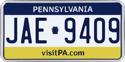 PA license plate JAE9409