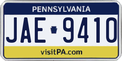 PA license plate JAE9410