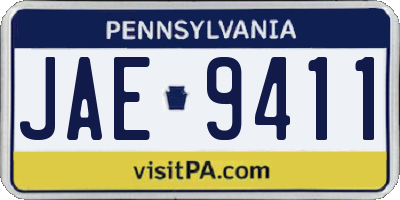 PA license plate JAE9411