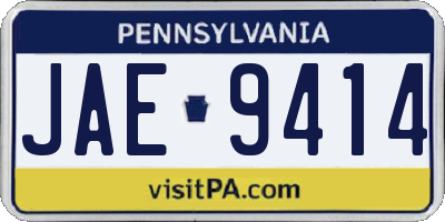 PA license plate JAE9414