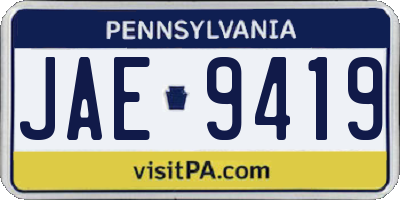 PA license plate JAE9419
