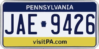 PA license plate JAE9426