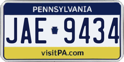 PA license plate JAE9434