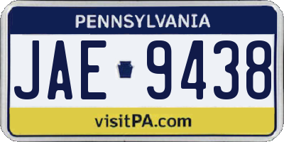 PA license plate JAE9438