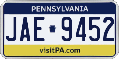 PA license plate JAE9452