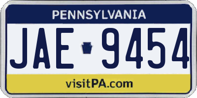 PA license plate JAE9454