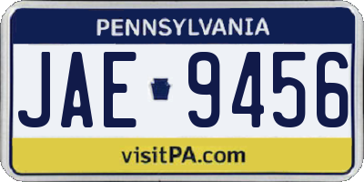 PA license plate JAE9456