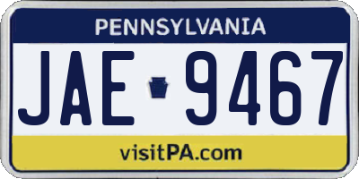 PA license plate JAE9467